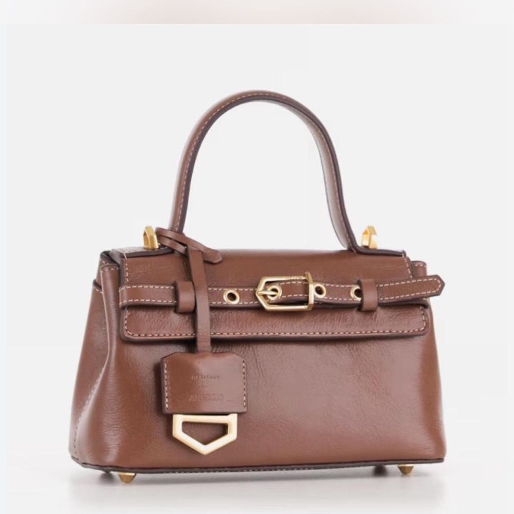 Chic Brown Mini Bag with Gold Accents